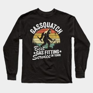 Gassquatch Service Funny Bigfoot Sasquatch Vintage Long Sleeve T-Shirt